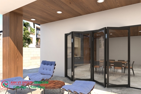 Cửa đi mở xếp gấp 3 cánh nhôm PMA