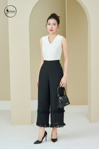 Áo sát nách cổ sen lớn màu trắng