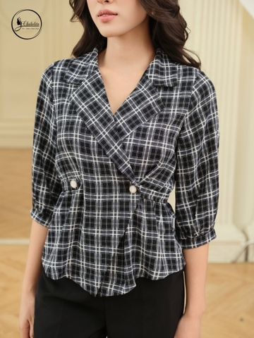 Áo blazer dài tay kẻ đen