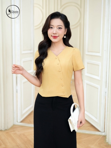Áo đũi xịn vạt chéo màu vàng