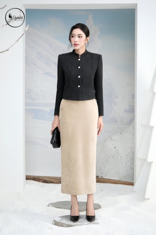 Áo vest cổ tàu màu xám