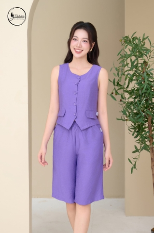 Sét bộ quần lửng áo sát nách màu tím