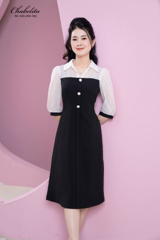 Váy phối tay ngực màu đen