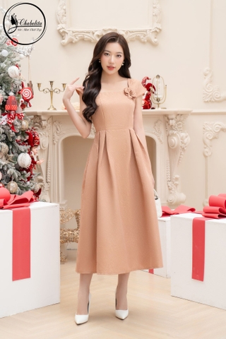 Đầm gấm màu nâu