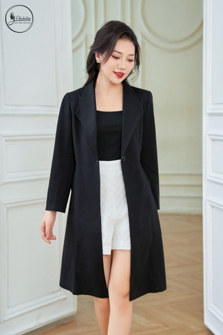 Áo măng tô dài màu đen
