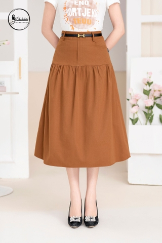 Chân váy dáng A màu nâu
