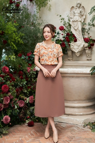 Chân váy dáng A màu nâu