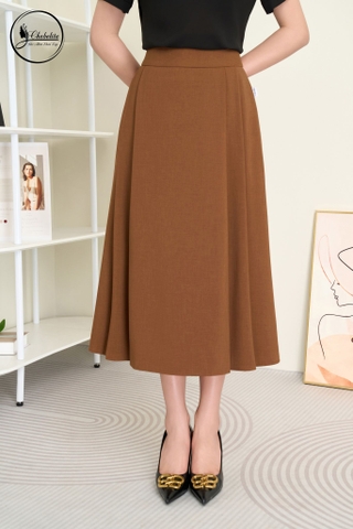 Chân váy dáng A màu nâu bò