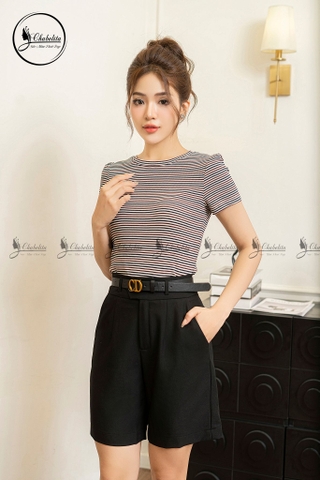 Quần short cạp cao màu đen