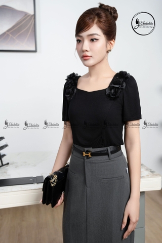 Chân váy ôm dáng dài màu ghi