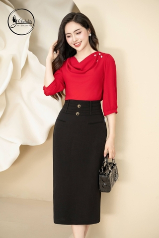 Chân váy bút chì dáng dài màu đen