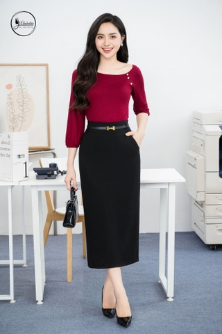 Chân váy suông ôm màu đen