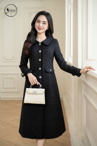 Áo mangto phối viền màu đen