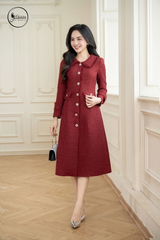 Áo mangto phối viền màu đỏ