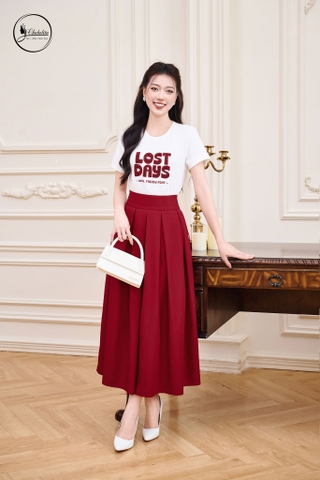 Áo cotton LOST DAYS dáng dài màu trắng