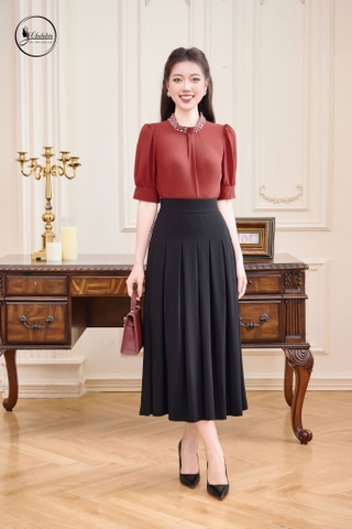 Chân váy xòe xếp ly màu đen