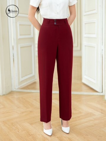Quần ống đứng màu đỏ đô