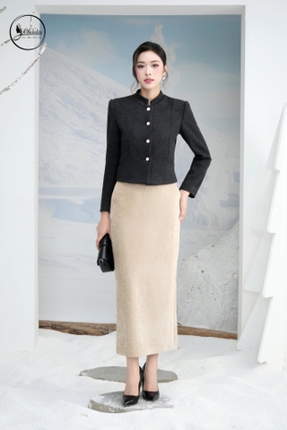 Áo vest cổ tàu màu xám