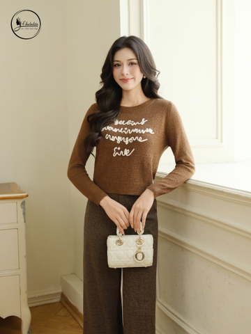 Áo len tay dài cloptop màu nâu