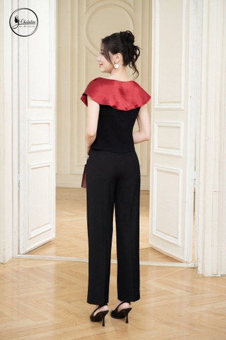 Quần ống đứng cạp 6 phân màu đen