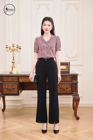 Quần ống vẩy sẻ trước màu đen