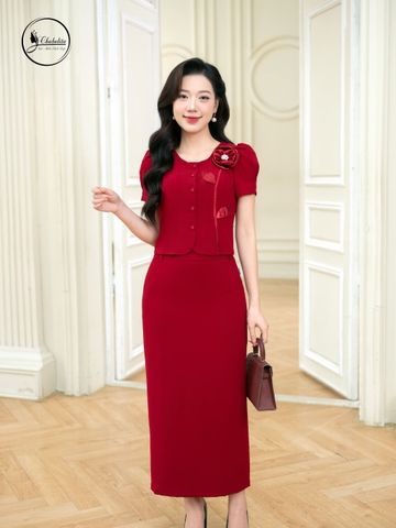 Bộ đính hoa màu đỏ