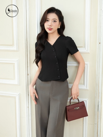 Áo đũi xịn vạt chéo màu đen
