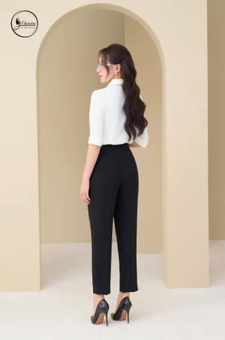 Quần baggy cạp liền màu đen