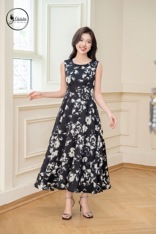 Đầm xòe sát nách màu đen