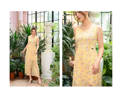 Đầm maxi màu vàng