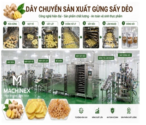 Dây chuyền sản xuất gừng sấy khô