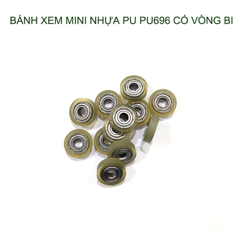 Bộ 05 Bánh xe nhựa PU mềm dẻo mini có vòng bi (bạc đạn), dùng cho cửa trượt-lùa đa năng, nhiều cỡ
