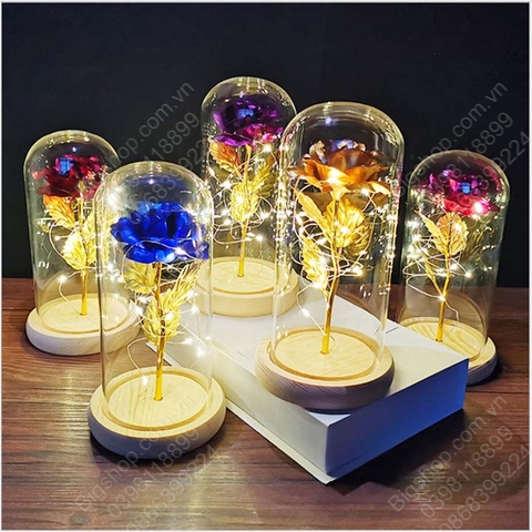 Hoa hồng trong vòm kính có đèn LED, Quà tặng lưu niệm, Quà tặng Valentine