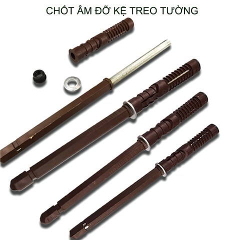 01 Chốt âm làm kệ gắn tường phi 10-12mm dài 100-120-145mm tùy chọn