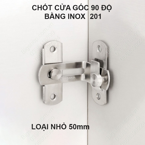 Bộ chốt cài cửa trượt, cửa lùa góc 90 độ làm bằng inox 201 không gỉ