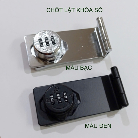 Chốt lật có khóa số góc 90 độ cho cửa, hòm, tủ, ngăn kéo bàn, bằng thép mạ chống gỉ
