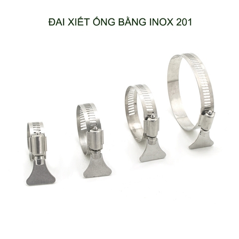 Bộ 10 đai xiết ống bằng inox 201 không gỉ, có nhiều kích cỡ cho khách lựa chọn