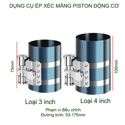 Dụng cụ ép xéc măng piston để lắp vào động cơ (loại 3-4 inch tùy chọn)