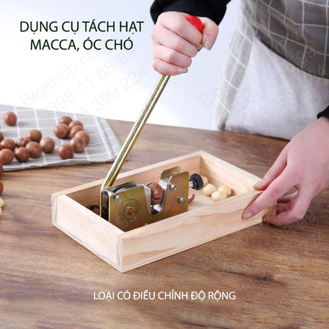 Dụng cụ tách hạt macca, có chó đa năng, có điều chỉnh độ rộng, bằng thép mạ chống gỉ