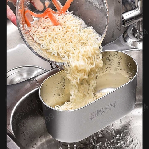 Khay lọc rác lọc đồ thừa gắn vách ngăn chậu rửa bát đôi, làm bằng inox 304 (I304P2)-hình elip