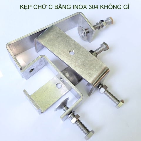 01 Kẹp chữ C bằng inox 304 không gỉ, dày dặn chắc chắn dùng cho nghề mộc (kích cỡ lớn)