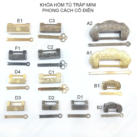 Khóa hòm tủ tráp mini phong cách cổ điển