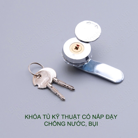 Khóa tủ kỹ thuật có nắp che chống nước, bụi, kèm 2 chìa khóa 4 cạnh