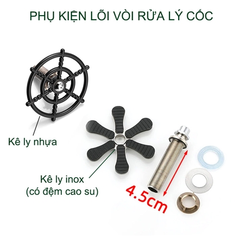 Phụ kiện đầu vòi rửa cốc ly thông minh, đỡ ly bằng inox đệm cao su hoặc nhựa tùy chọn