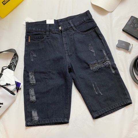 Short jean nam rách kiểu - Đen