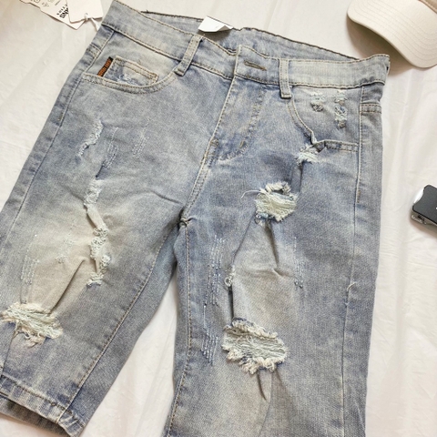 Short jean nam rách kiểu - Xanh nhạt