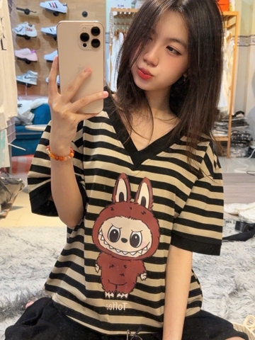 Set thun cổ V sọc LBB