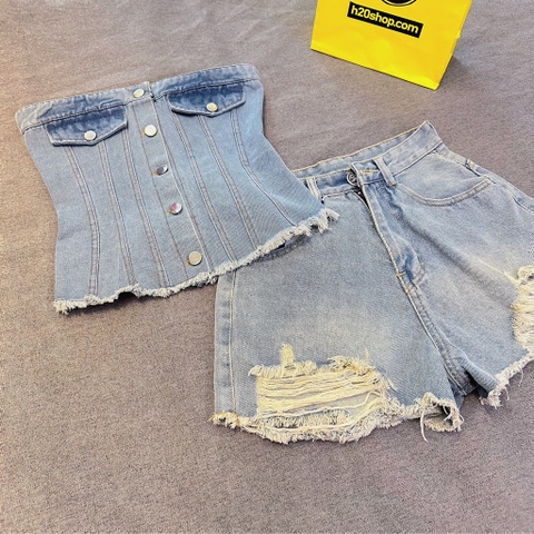 Áo jeans cúp ngực