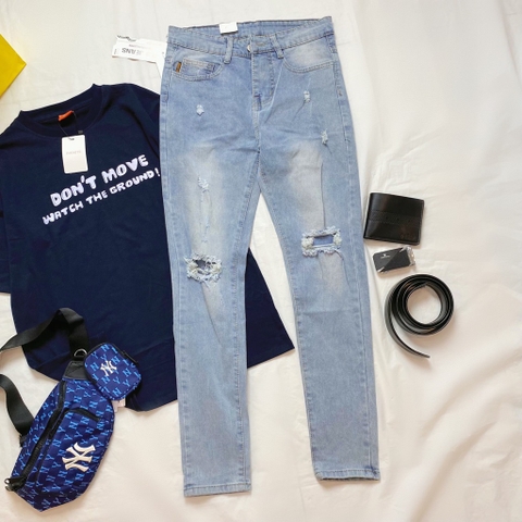 Jean nam rách gối - Xanh sáng