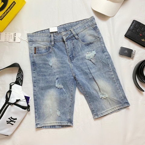 Short jean nam rách kiểu - Xanh